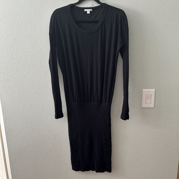 James Perse Dresses & Skirts - Standard James Perse Black Scoop Neck Long Sleeve Dress 2 MEDIUM